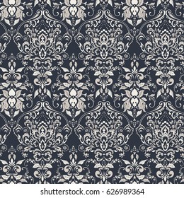 Ornate damask vintage wallpaper. Vector seamless pattern