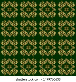 Ornate decor for invitations, greeting cards, thank you message. Elements in Victorian style on a backdrop. Vector greed and vignette for design. Golden floral seamless pattern.