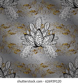 Ornate decoration. Luxury, royal and Victorian concept. Vector vintage baroque floral pattern in gold. Golden pattern on gray background with golden elements.