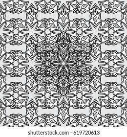 Ornate decoration. Vector vintage baroque floral seamless pattern in white. White pattern on a gray background with white elements. Luxury, royal and Victorian concept.