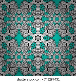 Ornate decoration. Vector vintage baroque floral seamless pattern in white. White pattern on a blue background with white elements. Luxury, royal and Victorian concept.