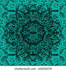 Ornate decoration. White pattern on blue background with white elements. Luxury, royal and Victorian concept. Vector vintage baroque floral pattern in black.