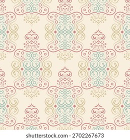 Patrón artístico de diseño de repetición sin fisuras de damasco decorativo adornado