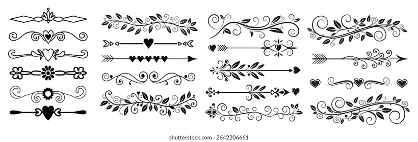 ornate decorative divider flourish vector set