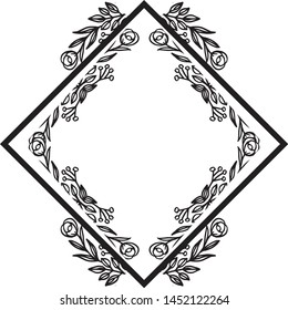 Ornate decorative frame, crowd of flower, pattern of card. Vector