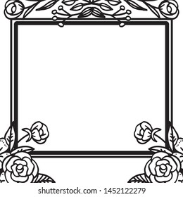 Ornate decorative frame, crowd of flower, pattern of card. Vector