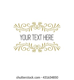 Ornate decorative frame, floral element. Calligraphic logo template