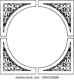 Ornate decorative frame retro vintage monochromatic illustration 