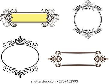 Marcos y bordes decorativos adornados con Anuncio amarillo y Formas ovaladas. vintage, adornado, decorativo, marco.