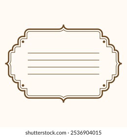 Ornate decorative label design with blank lines for writing.