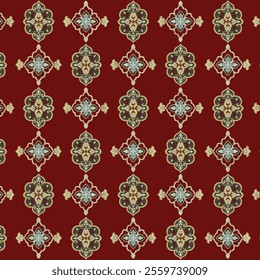 Ornate Decorative Pattern on a Deep Red Background