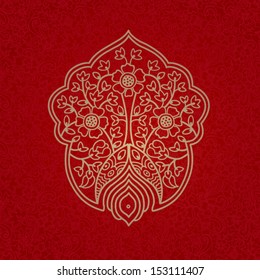 Ornate decorative pattern on ornamental floral seamless background. Ornament in east style. It can be used for decorating of invitations, greeting cards, decoration for bags and at tattoo creation.