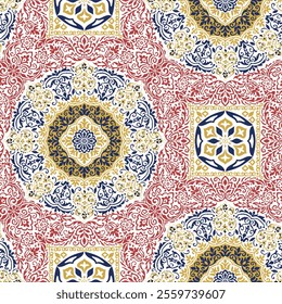 Ornate Decorative Textile Pattern with Intricate Designs