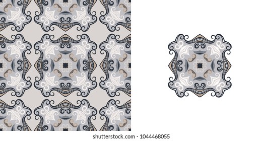 Ornate decorative tiles. Abstract background. Vector illustration. Ceramic tiles eps10