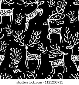 Ornate deers, seamless pattern for your design