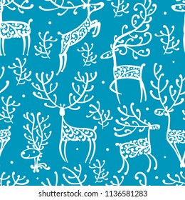 Ornate deers, seamless pattern for your design