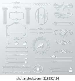 ornate design elements cut paper set