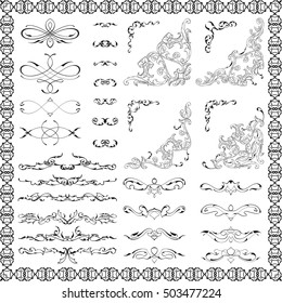 Ornate design elements set is on white