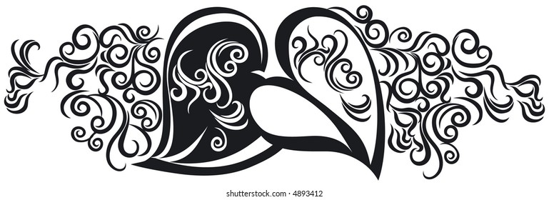 Ornate Design with hearts in black