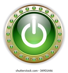 Organizar una ilustración detallada del vector de botón de encendido brillante.