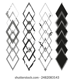 Ornate diamond frames. Decorative geometric shapes. Black and white patterns. Elegant vector design.