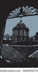 Ornate domed building and cobblestones Oxford England