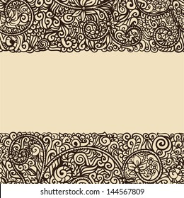 Ornate drawn frame border on parchment
