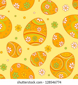 Ornate easter eggs. Orange seamless pattern.