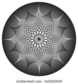 Ornate, eastern mandala. Art, round, black and white ornament 