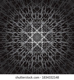 Ornate, eastern mandala. Art, round, black and white ornament 