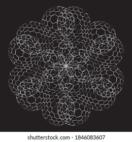 Ornate, eastern mandala. Art, round, black and white ornament 