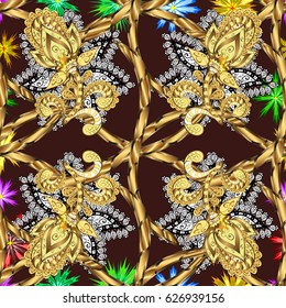 Ornate, eastern mandala with colored contour. Art, round, colorful ornament on a background.