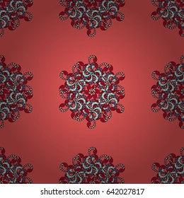 Ornate, eastern mandala with colored contour. Art, round, colorful ornament on a blue background.