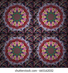 Ornate, eastern mandala with colored contour. Art, round, colorful ornament on a background.
