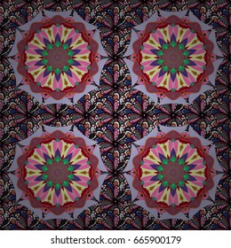 Ornate, eastern mandala with colored contour. Art, round, colorful ornament on a background.