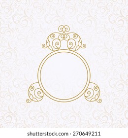 Ornate element for design, place for tex.Ornament vintage illustration for wedding invitations, greeting cards.Round ornament. Frame.