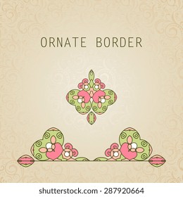 Ornate element for design, place for text. Ornamental  illustration for wedding invitations, greeting cards.