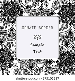 Ornate element for design, place for text. Ornamental  illustration for wedding invitations, greeting cards.