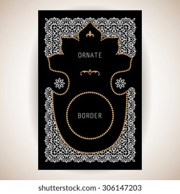 Ornate element for design, place for text. Ornamental  illustration for wedding invitations, greeting cards.