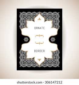 Ornate element for design, place for text. Ornamental  illustration for wedding invitations, greeting cards.