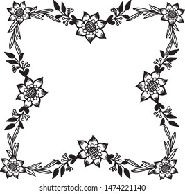 Ornate element frame, leaf flower, for banner or poster. Vector