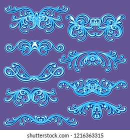 Ornate element sticker. Vector illustration of a set of floral ornaments.