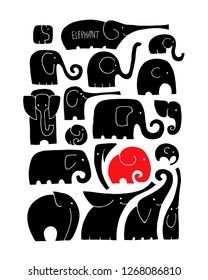 Ornate elephant collection, sketch for your design