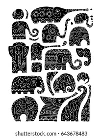 Ornate elephant collection, sketch for your design