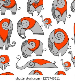 Ornate elephant, seamless pattern for your design