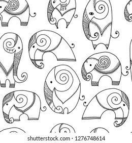 Ornate elephant, seamless pattern for your design