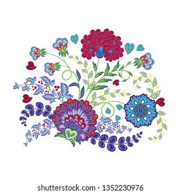 Embroidery Colorful Trend Floral Pattern Vector Stock Vector (Royalty ...