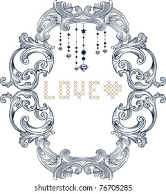 Ornate engraved vintage decorative vector frame with place for text or message