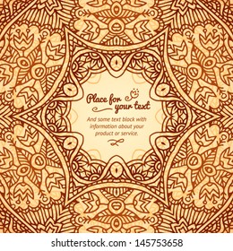 Ornate ethnic circle vector frame with place for your text.