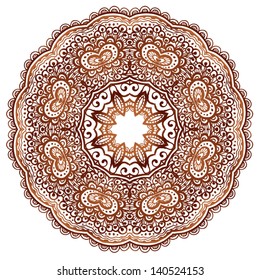 Ornate ethnic henna colors vector mandala in indian style